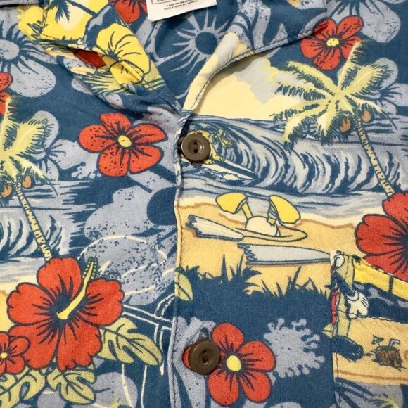Disney Parks Aloha Hawaiian Shirt Medium Mickey Surfboard Tiki Surf Donald Pluto - Picture 6 of 10